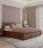 Pegasi Solid Wood King Size Bed In Golden Brown Colour With Box Storage