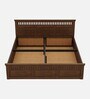 Pegasi Solid Wood King Size Bed In Golden Brown Colour With Box Storage