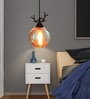 Pendant Black & Gold (E- 27/ 12 Watt) Glass & Metal Globe Hanging Light