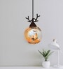Pendant Black & Gold (E- 27/ 12 Watt) Glass & Metal Globe Hanging Light
