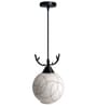Pendant Black & White (E- 27/ 12 Watt) Metal & Glass Globe Hanging Light