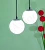 Pendant Black & White (E- 27/ 12 Watt) Metal & Glass Globe Hanging Light