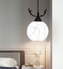 Pendant Black & White (E- 27/ 12 Watt) Metal & Glass Globe Hanging Light