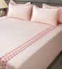 Peony Blush 300TC 100% Cotton Solids Flat Embroidered Super King Bedsheet With 2 Pillow Covers