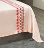 Peony Blush 300TC 100% Cotton Solids Flat Embroidered Super King Bedsheet With 2 Pillow Covers