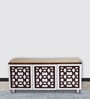 Pepper Shoe Rack with Seating in Brown Teak & White Finish
