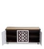 Pepper Shoe Rack with Seating in Brown Teak & White Finish