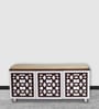 Pepper Shoe Rack with Seating in Brown Teak & White Finish