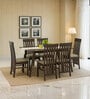 Perak Malaysian Wooden 6 Seater Dining  Set In Walnut Brown Finish