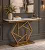 Percival Metal Console Table in Gold Finish with Porcelain Top Percival Metal Console Table in Gold Finish with Porcelain Top