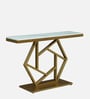Percival Metal Console Table in Gold Finish with Porcelain Top Percival Metal Console Table in Gold Finish with Porcelain Top