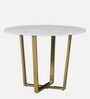 Enrico Metallic 4 Seater Dining Table In White Marble Top
