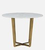 Enrico Metallic 4 Seater Dining Table In White Marble Top
