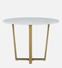 Enrico Metallic 4 Seater Dining Table In White Marble Top