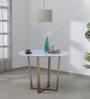 Enrico Metallic 4 Seater Dining Table In White Marble Top