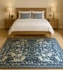 Blue Persian Printed Polyester 5 X 7 ft Machine Made Carpet