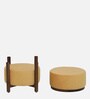 Pessac Sheesham Wood Stool Cum End Table In Walnut Finish