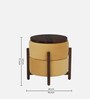 Pessac Sheesham Wood Stool Cum End Table In Walnut Finish