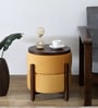 Pessac Sheesham Wood Stool Cum End Table In Walnut Finish