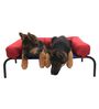 Elevated- Large Red & Blue Fabric & Metal Bolstered Pet Bed