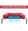 Elevated- Large Red & Blue Fabric & Metal Bolstered Pet Bed