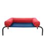 Elevated- Large Red & Blue Fabric & Metal Bolstered Pet Bed