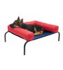 Elevated- Large Red & Blue Fabric & Metal Bolstered Pet Bed
