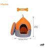Igloo Shaped- Small Orange & Grey Fabric Pet Hut