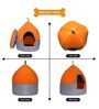 Igloo Shaped- Small Orange & Grey Fabric Pet Hut