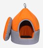 Igloo Shaped- Small Orange & Grey Fabric Pet Hut