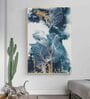 Petal Blue Engineered Wood Framed Canvas Wall Painting