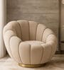 PetalBloom Fabric Low Back Lounge Chair in Beige Color
