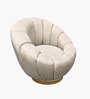PetalBloom Fabric Low Back Lounge Chair in Beige Color