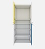 Petals 2 Door Wardrobe in Frosty White Finish And Yellow Blue Finish