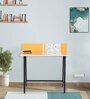 Petals Hum Metal Writing Table in Yellow Colour