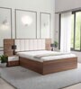 Petra Queen Size Bed in Teak Finish with Hydraulic Storage