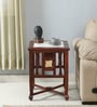 Petunia Sheesham Wood End Table In Honey Oak Finish With Porcelain Top