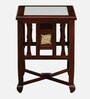 Petunia Sheesham Wood End Table In Honey Oak Finish With Porcelain Top