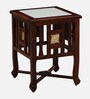 Petunia Sheesham Wood End Table In Honey Oak Finish With Porcelain Top