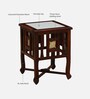 Petunia Sheesham Wood End Table In Honey Oak Finish With Porcelain Top
