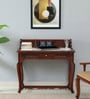 Petunia Sheesham Wood Writing Table In Honey Oak Finish With Porcelain Top