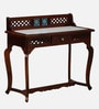 Petunia Sheesham Wood Writing Table In Honey Oak Finish With Porcelain Top