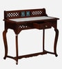 Petunia Sheesham Wood Writing Table In Honey Oak Finish With Porcelain Top