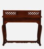 Petunia Sheesham Wood Writing Table In Honey Oak Finish With Porcelain Top