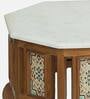 Petunia Teak Wood Coffee Table In Rustic Teak Finish With Marble Top