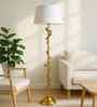 Petunia White Cotton Shade Club Floor Lamp With Metal Base