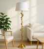 Petunia White Cotton Shade Club Floor Lamp With Metal Base