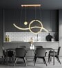 Peyton 95 cm Modern Wave LED Ceiling Chandelier | Height Adjustable Double Ring Designer Light | 3 Light Modes | Luxury Decorative Hanging Chandelier for Living Room, Dining, Bedroom