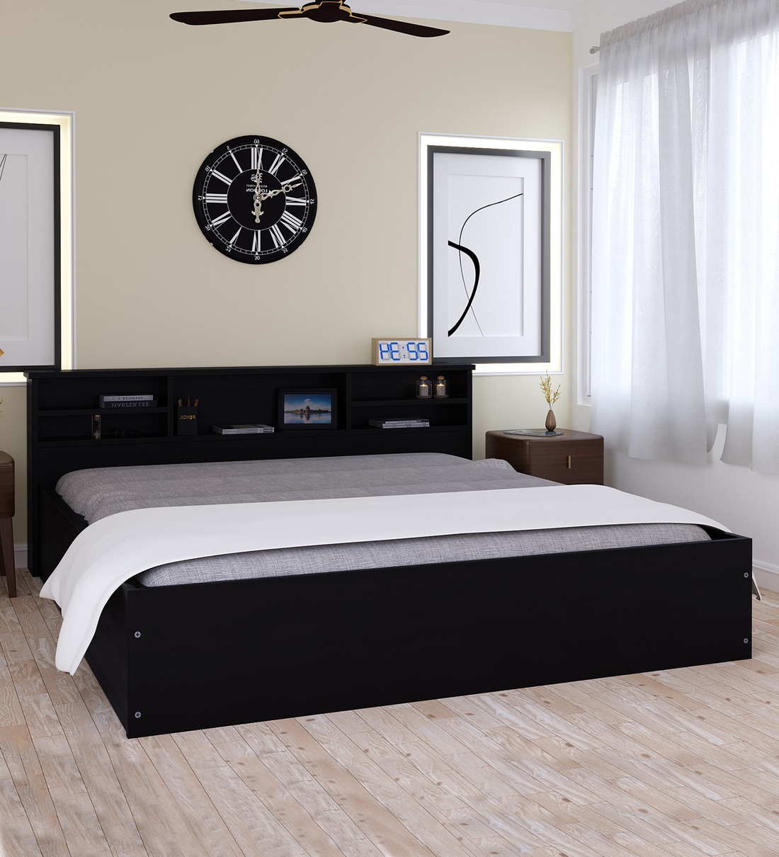Buy Pheme Queen Size Bed in Wenge Finish with Box Storage at 23 OFF by