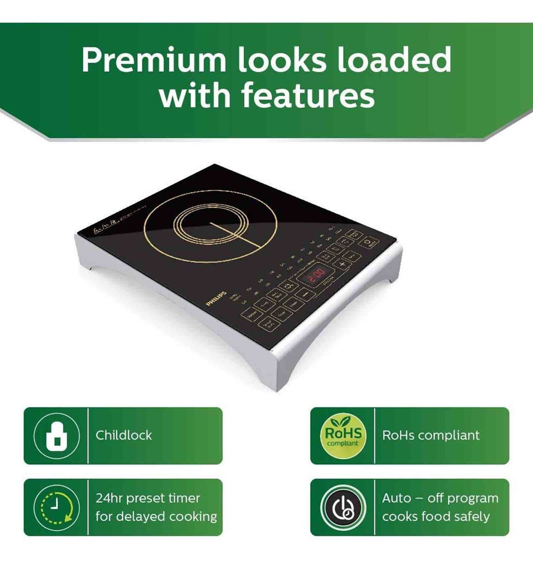 Buy Philips Viva Collection HD4938/01 2100W Induction Cooktop with Sensor Touch Buttons Online